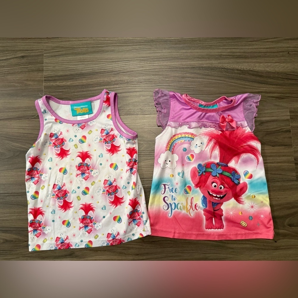 Trolls Kids' Pink and Purple Poppy Tank Tops size 4T